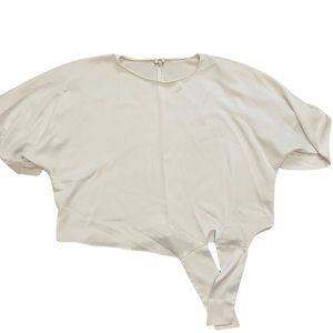 🔴 River Island White Tie-Up Silky Blouse Cropped T-Shirt